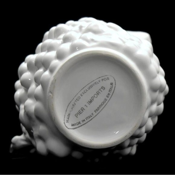 Pier 1 Pitcher White Ceramic Embossed Grapes and Leaves Made in Italy - Picture 7 of 8